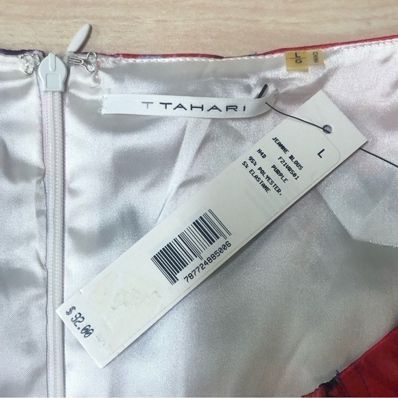 T Tahari White Water Color Sleeveless Silky Blouse Size L NWT - Picture 3 of 5